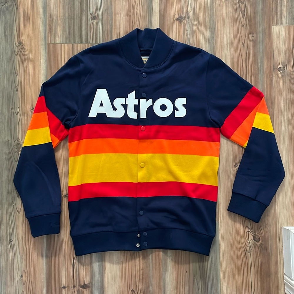 Houston Astros Mitchell & Ness Sweater Jacket Medium 1986 Retro Snap Cardigan